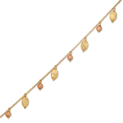 Dangle Bead Bracelet in Hollow 18K Two Tone Gold