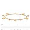 Italian Gold Dangle Bead Bracelet in Hollow 18K Two Tone Gold