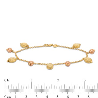 Dangle Bead Bracelet in Hollow 18K Two Tone Gold