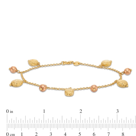 Dangle Bead Bracelet in Hollow 18K Two Tone Gold