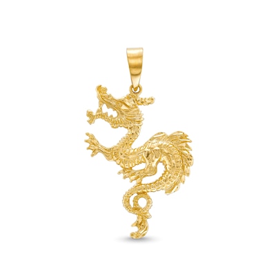 Large Dragon Necklace Charm in 10K Gold