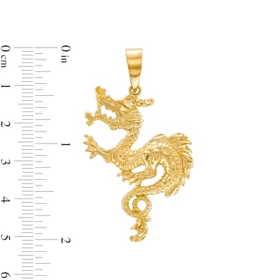 Large Dragon Necklace Charm in 10K Gold