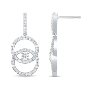 0.95 CT. T.W. Diamond Intertwined Circle Drop Earrings in 10K White Gold