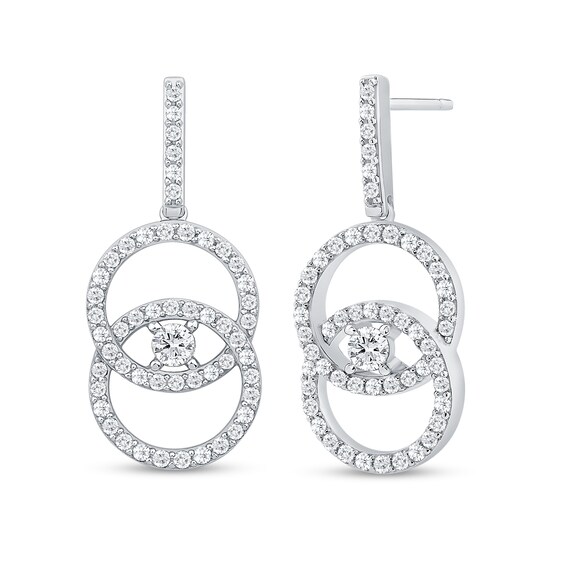 0.95 CT. T.W. Diamond Intertwined Circle Drop Earrings in 10K White Gold