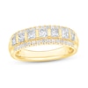 Thumbnail Image 0 of 0.95 CT. T.W. Princess-Cut and Round Diamond Border Triple Row Anniversary Band in 14K Gold