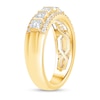 0.95 CT. T.W. Princess-Cut and Round Diamond Border Triple Row Anniversary Band in 14K Gold