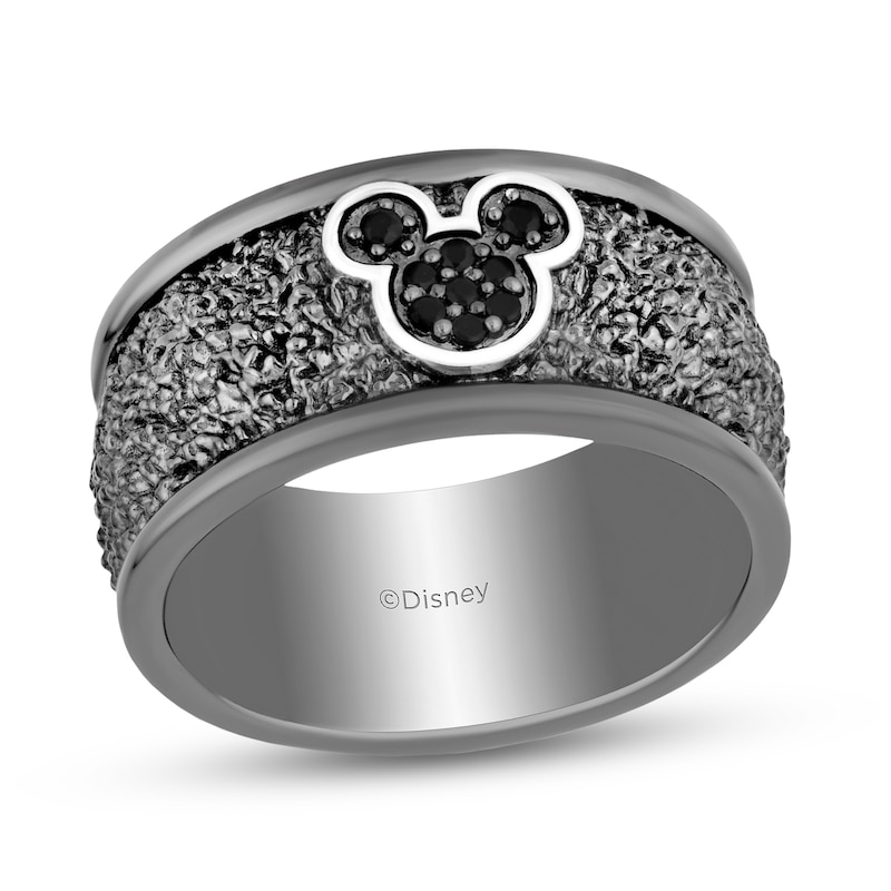 Disney Treasures Mickey Mouse Black Onyx Textured Ring in Sterling Silver with Black Rhodium Plate - Size 7|Peoples Jewellers