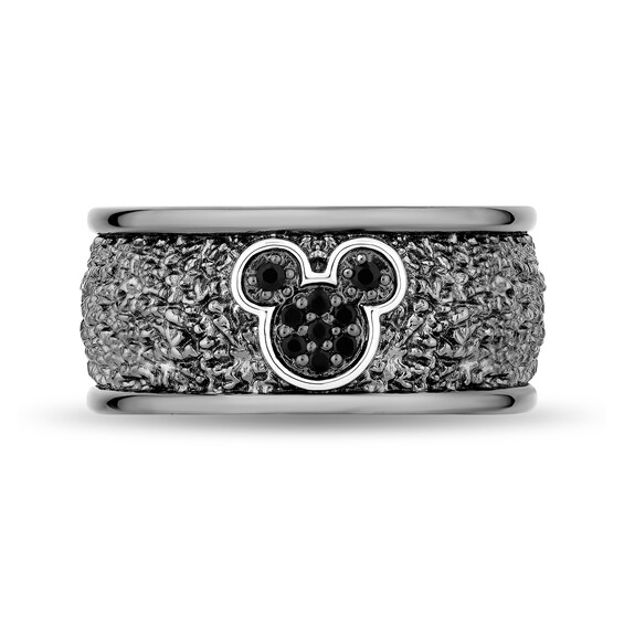 Disney Treasures Mickey Mouse Black Onyx Textured Ring in Sterling Silver with Black Rhodium Plate - Size 7