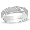 Thumbnail Image 0 of Men's 6.0mm Engravable Diamond-Cut Comfort-Fit Wedding Band in 10K White Gold (1 Line)