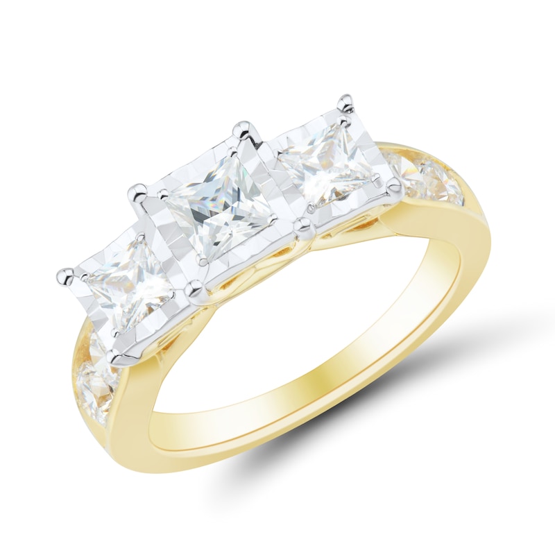 1.95 CT. T.W. Princess-Cut Diamond Past Present Future® Miracle Engagement Ring in 14K Gold