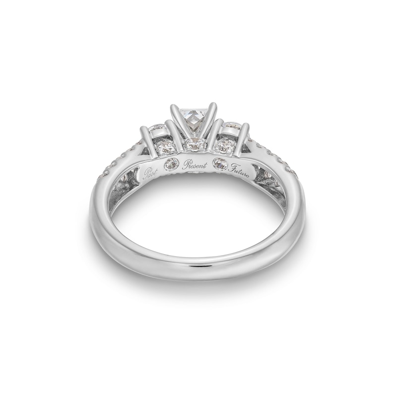 Main Image 5 of 1.23 CT. T.W. Princess-Cut Diamond Past Present Future® Double Row Engagement Ring in 14K White Gold