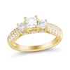 Thumbnail Image 0 of 1.23 CT. T.W. Princess-Cut Diamond Past Present Future® Double Row Engagement Ring in 14K Gold