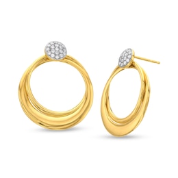 Italian Gold 0.20 CT. T.W. Diamond Doorknocker Earrings in 18K Gold