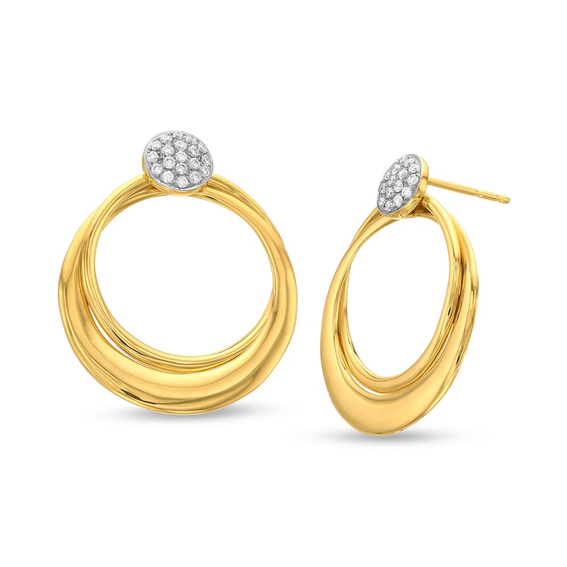 Italian Gold 0.20 CT. T.W. Diamond Doorknocker Earrings in 18K Gold|Peoples Jewellers