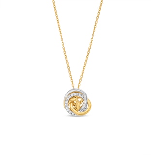 0.10 CT. T.W. Diamond Knot Pendant in 18K Two-Toned Gold