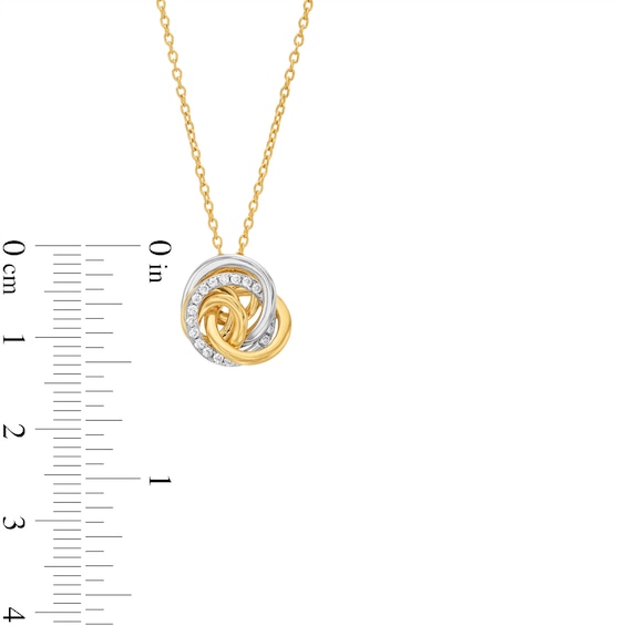 0.10 CT. T.W. Diamond Knot Pendant in 18K Two-Toned Gold