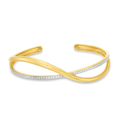 0.25 CT. T.W. Diamond Bypass Bangle Bracelet in 18K Gold