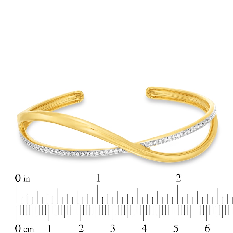 Italian Gold 0.25 CT. T.W. Diamond Bypass Bangle Bracelet in 18K Gold