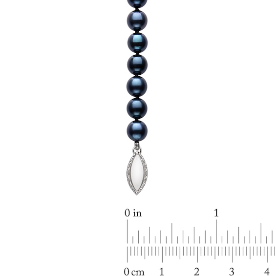 6.0mm Dyed Black Akoya Cultured Pearl Strand Necklace with Sterling Silver Clasp