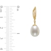 Thumbnail Image 1 of 8.0mm Oval Freshwater Cultured Pearl Feather Drop Earrings in 14K Gold