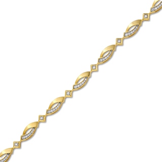 0.50 CT. T.W. Diamond Bypass Link Alternating Bracelet in 10K Gold - 7.25"