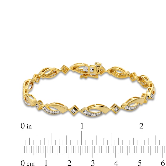 0.50 CT. T.W. Diamond Bypass Link Alternating Bracelet in 10K Gold - 7.25"