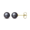 Thumbnail Image 0 of 6.0mm Dyed Black Akoya Cultured Pearl Stud Earrings in 14K Gold