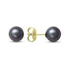 Thumbnail Image 1 of 6.0mm Dyed Black Akoya Cultured Pearl Stud Earrings in 14K Gold