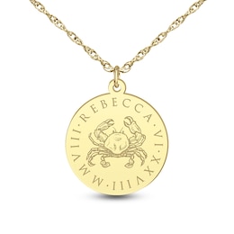 16.0mm Engravable Zodiac Sign Disc Pendant (1 Sign, Line and Date)