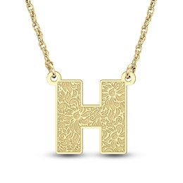 14.5mm Filigree Uppercase Block Initial Necklace (1 Initial)