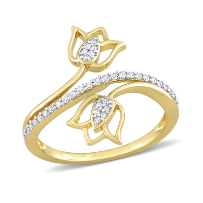 0.16 CT. T.W. Diamond Tulip Split Shank Ring in 10K Gold