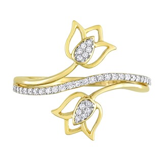 0.16 CT. T.W. Diamond Tulip Split Shank Ring in 10K Gold