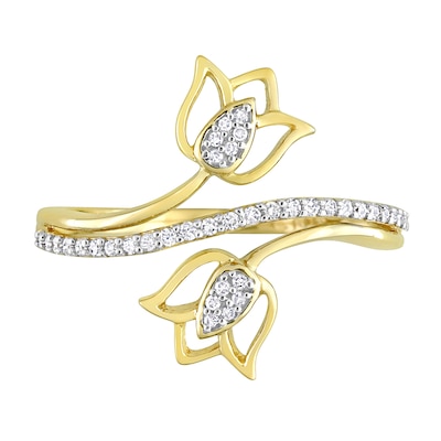 0.16 CT. T.W. Diamond Tulip Split Shank Ring in 10K Gold