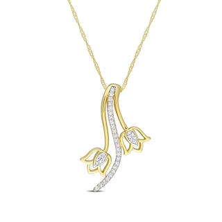 0.15 CT. T.W. Diamond Tulip Pendant in 10K Gold