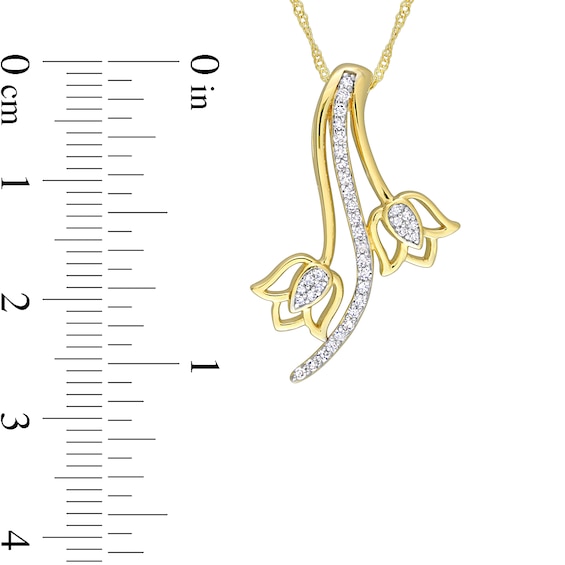 0.15 CT. T.W. Diamond Tulip Pendant in 10K Gold