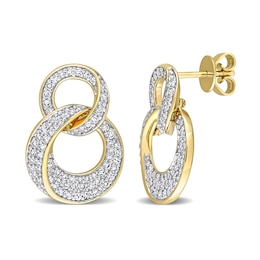 0.65 CT. T.W. Diamond Interlocking Circles Drop Earrings in 14K Gold