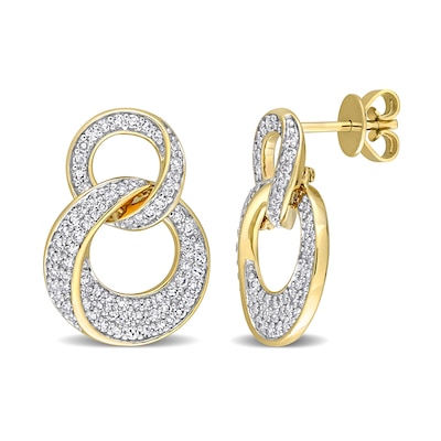 0.65 CT. T.W. Diamond Interlocking Circles Drop Earrings in 14K Gold