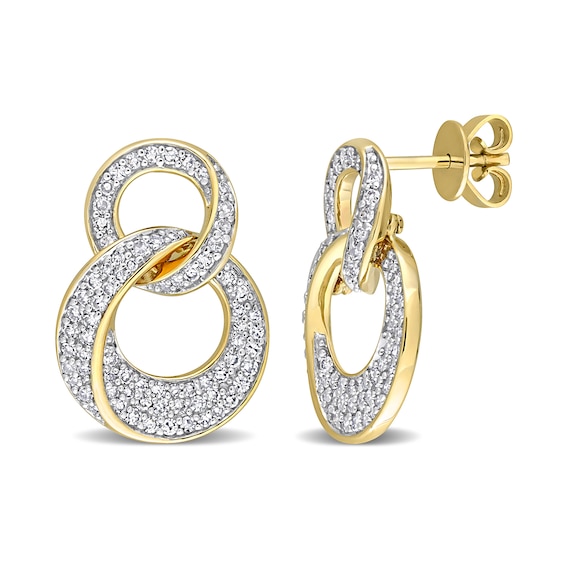 0.65 CT. T.W. Diamond Interlocking Circles Drop Earrings in 14K Gold