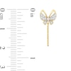 0.14 CT. T.W. Diamond Butterfly Chain Front/Back Earrings in 10K Gold