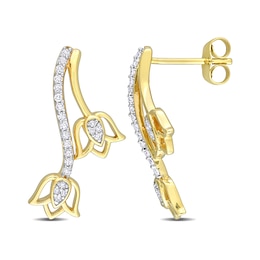 0.18 CT. T.W. Diamond Tulip Drop Earrings in 10K Gold