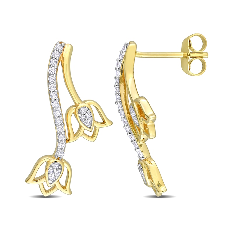 0.18 CT. T.W. Diamond Tulip Drop Earrings in 10K Gold|Peoples Jewellers