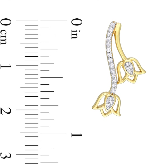 0.18 CT. T.W. Diamond Tulip Drop Earrings in 10K Gold