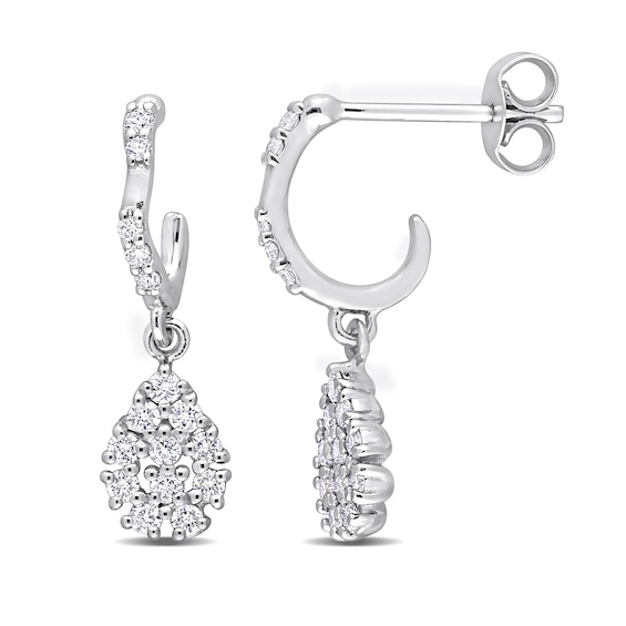 0.41 CT. T.W. Diamond Pear Frame Drop Earrings in 14K White Gold