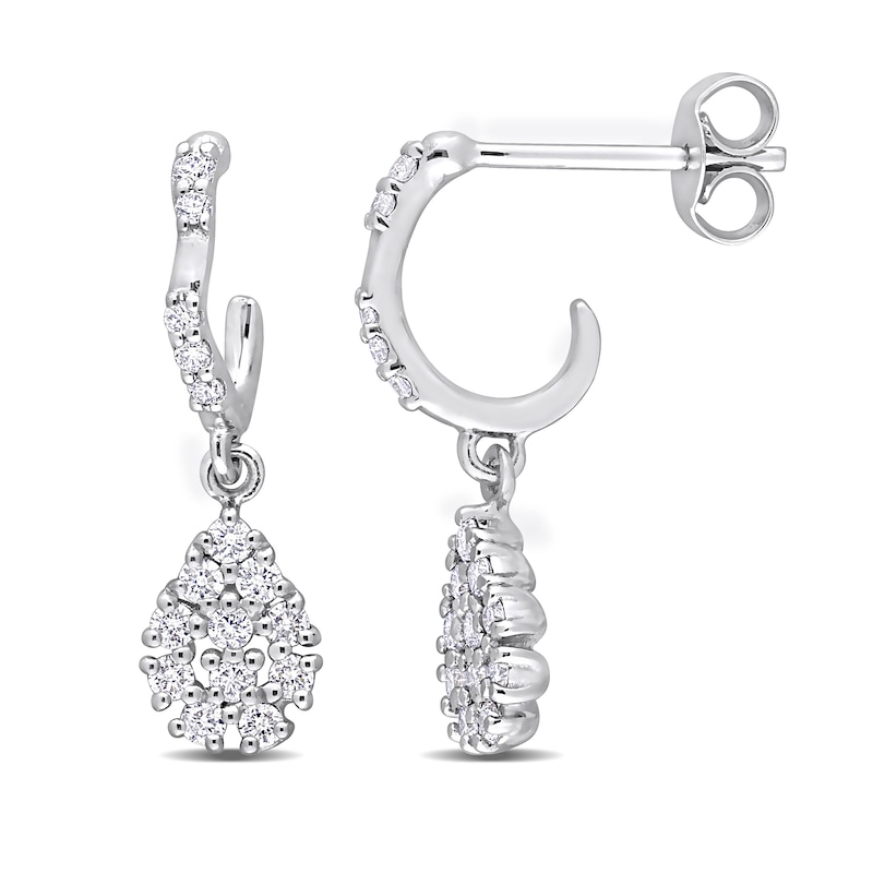 0.41 CT. T.W. Diamond Pear Frame Drop Earrings in 14K White Gold|Peoples Jewellers
