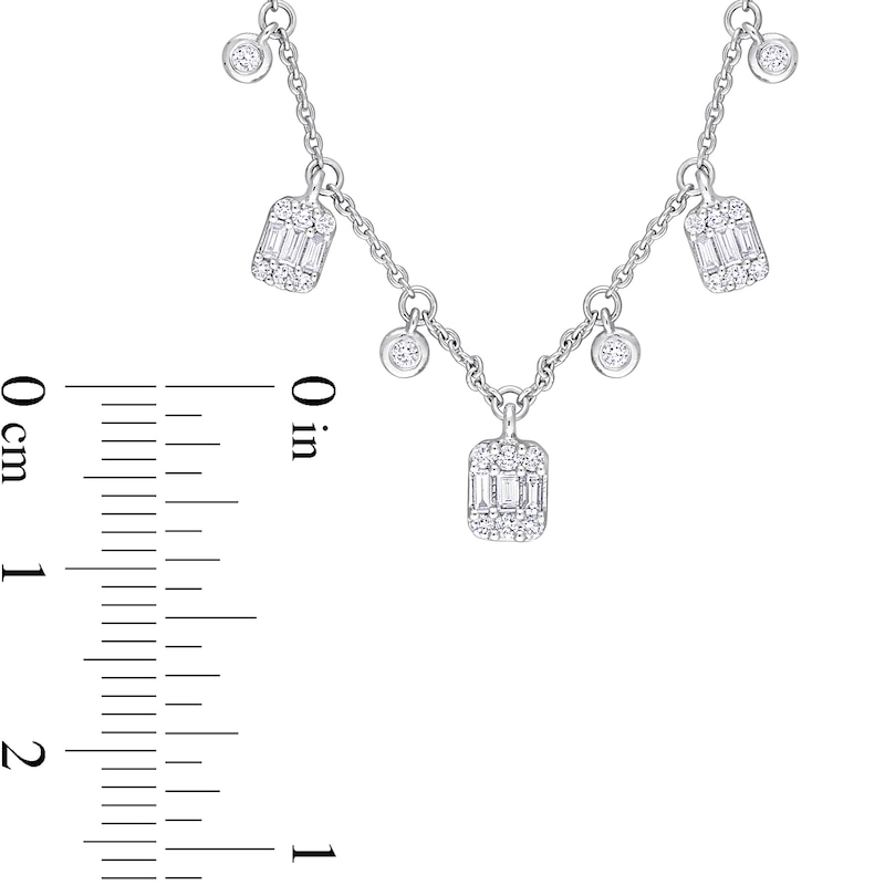 0.51 CT. T.W. Multi Diamond Station Necklace in 14K White Gold