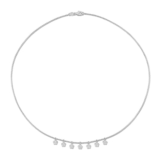 0.28 CT. T.W. Diamond Flower Frame Station Necklace in 14K White Gold