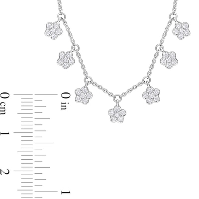 0.28 CT. T.W. Diamond Flower Frame Station Necklace in 14K White Gold