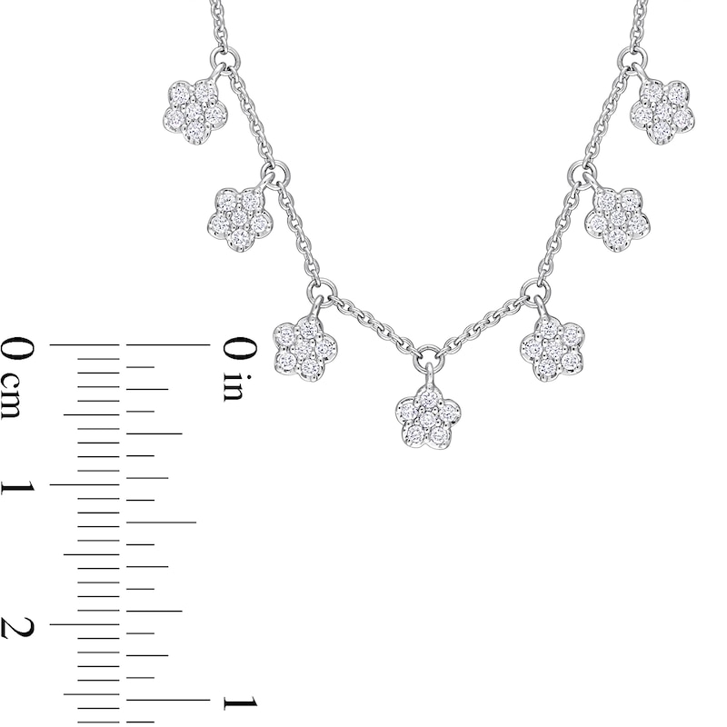 0.28 CT. T.W. Diamond Flower Frame Station Necklace in 14K White Gold