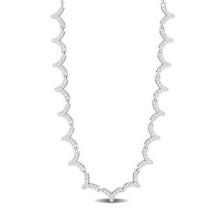 0.59 CT. T.W. Diamond Scallop Edge Necklace in 14K White Gold