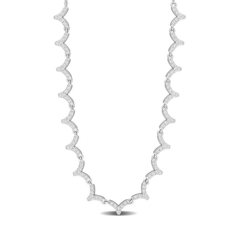 0.59 CT. T.W. Diamond Scallop Edge Necklace in 14K White Gold|Peoples Jewellers